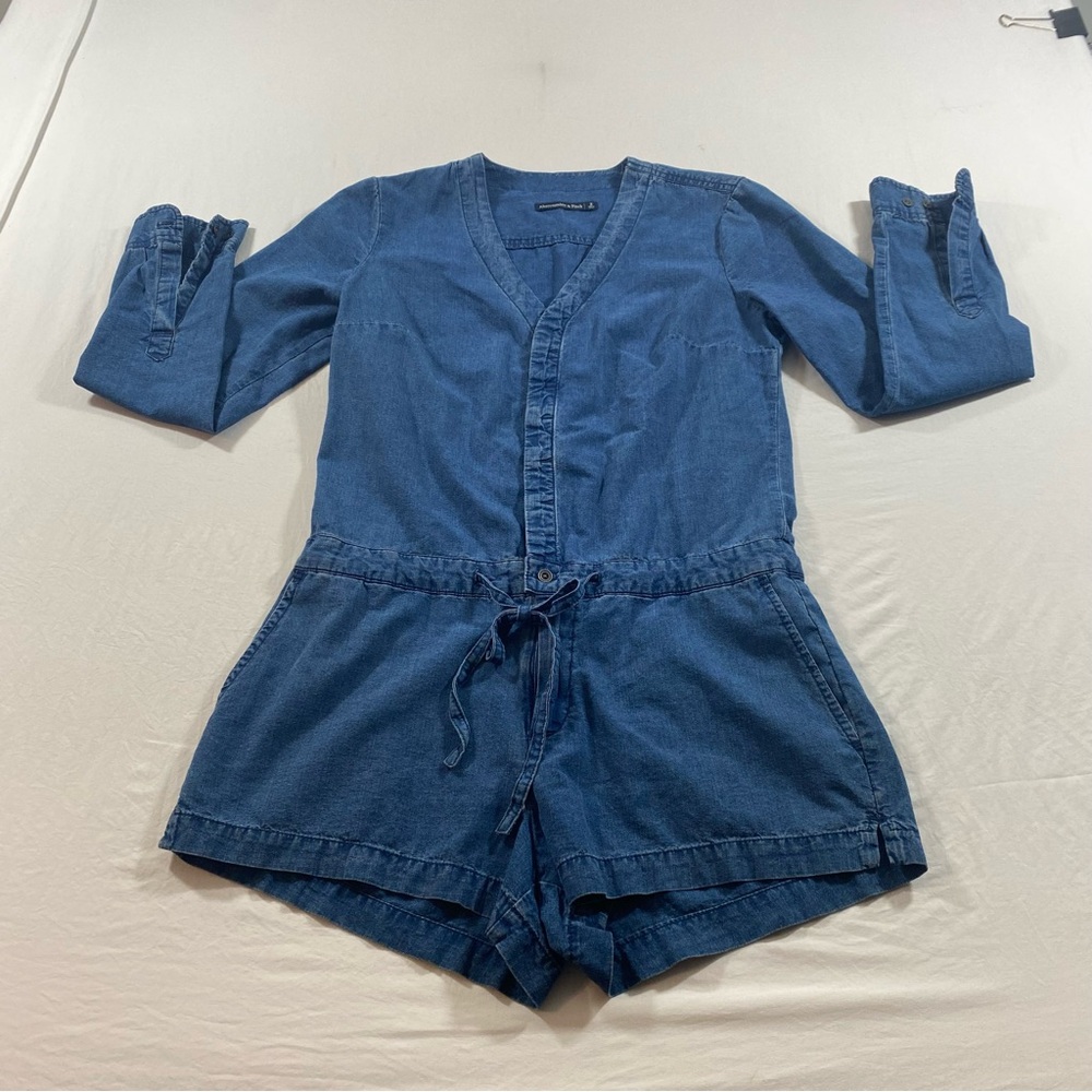Abercrombie & Fitch Romper jumper shorts long sleeve Indigo Denim One Piece